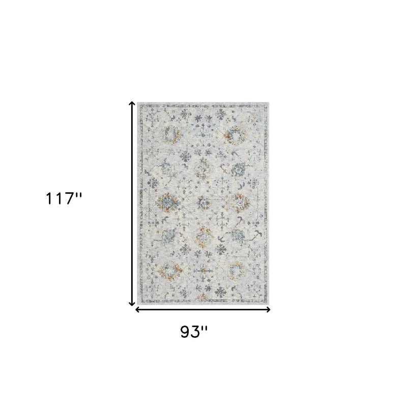 8' X 10' Ivory and Blue Floral Area Rug Homeroots Home Decor