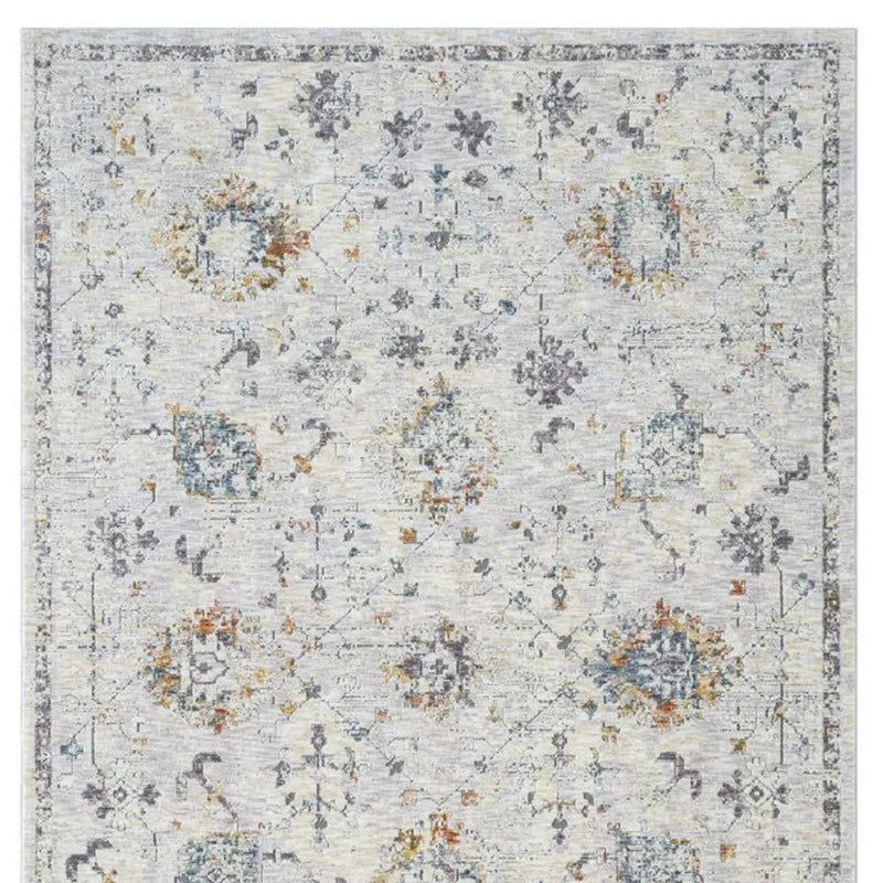 8' X 10' Ivory and Blue Floral Area Rug Homeroots Home Decor