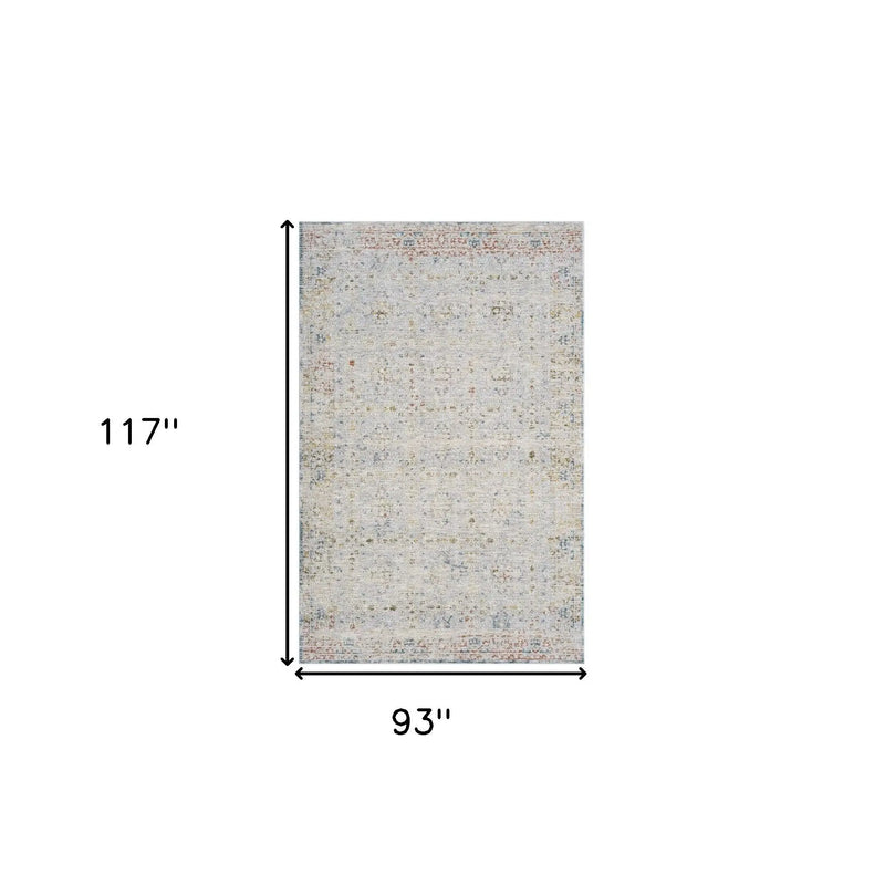 8' X 10' Ivory and Blue Floral Area Rug Homeroots Home Decor