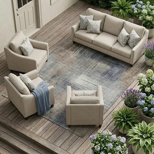 8' X 10' Khaki And Brown Abstract Washable Indoor Outdoor Area Rug Homeroots Outdoor