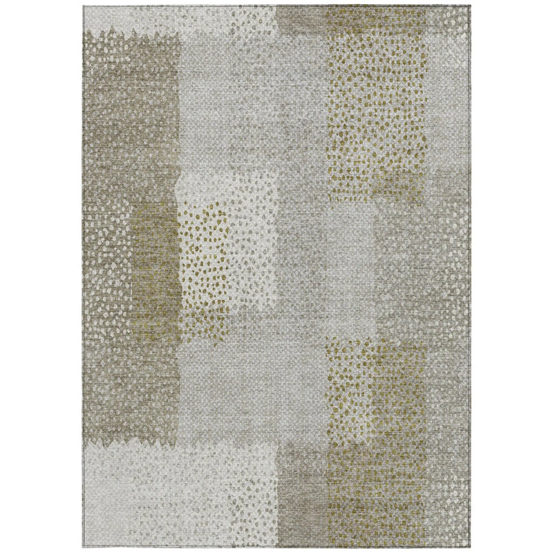 8' X 10' Khaki And Brown Abstract Washable Indoor Outdoor Area Rug Homeroots Outdoor