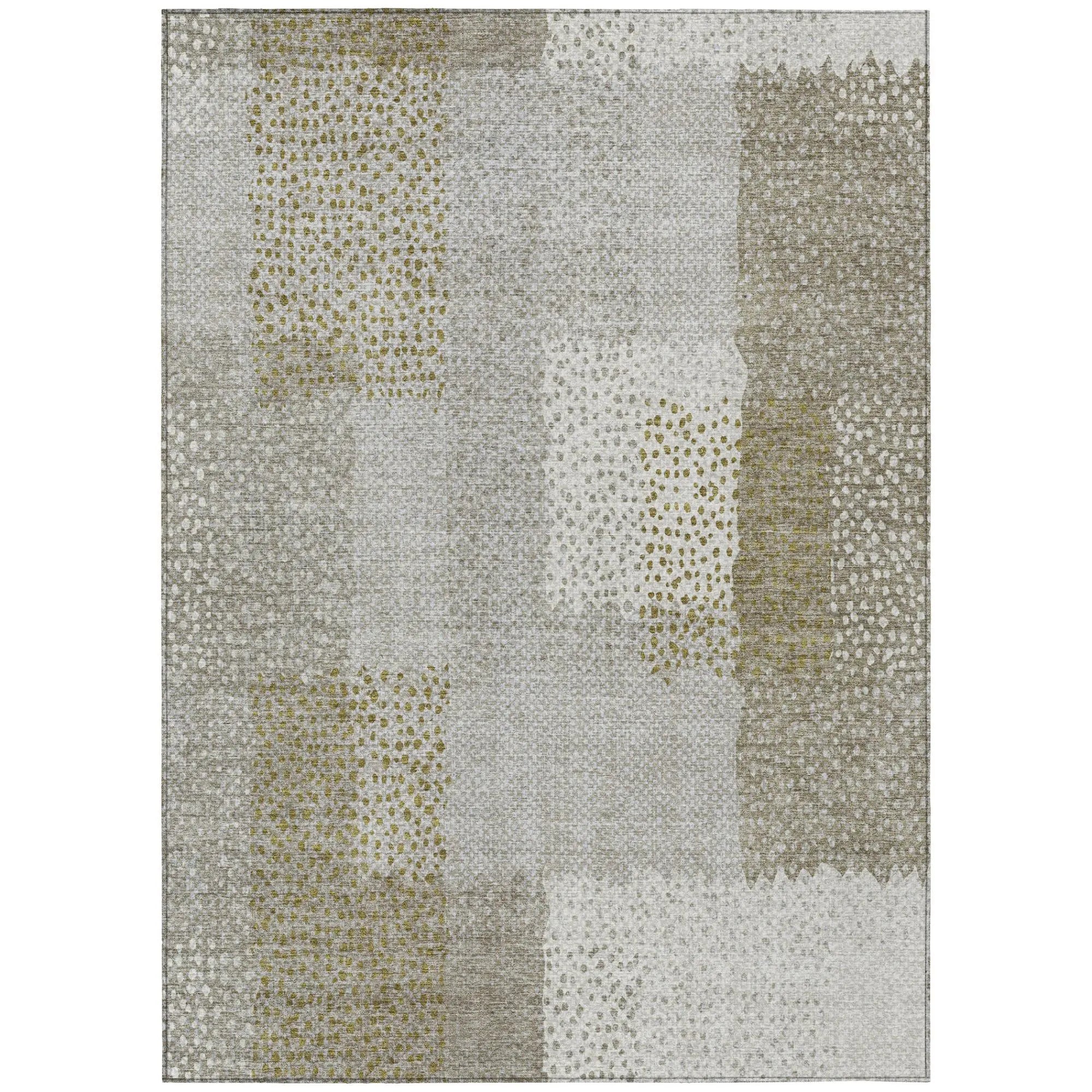 8' X 10' Khaki And Brown Abstract Washable Indoor Outdoor Area Rug Homeroots Outdoor