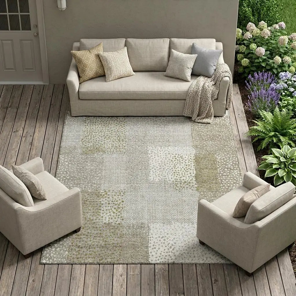 8' X 10' Khaki And Brown Abstract Washable Indoor Outdoor Area Rug Homeroots Outdoor