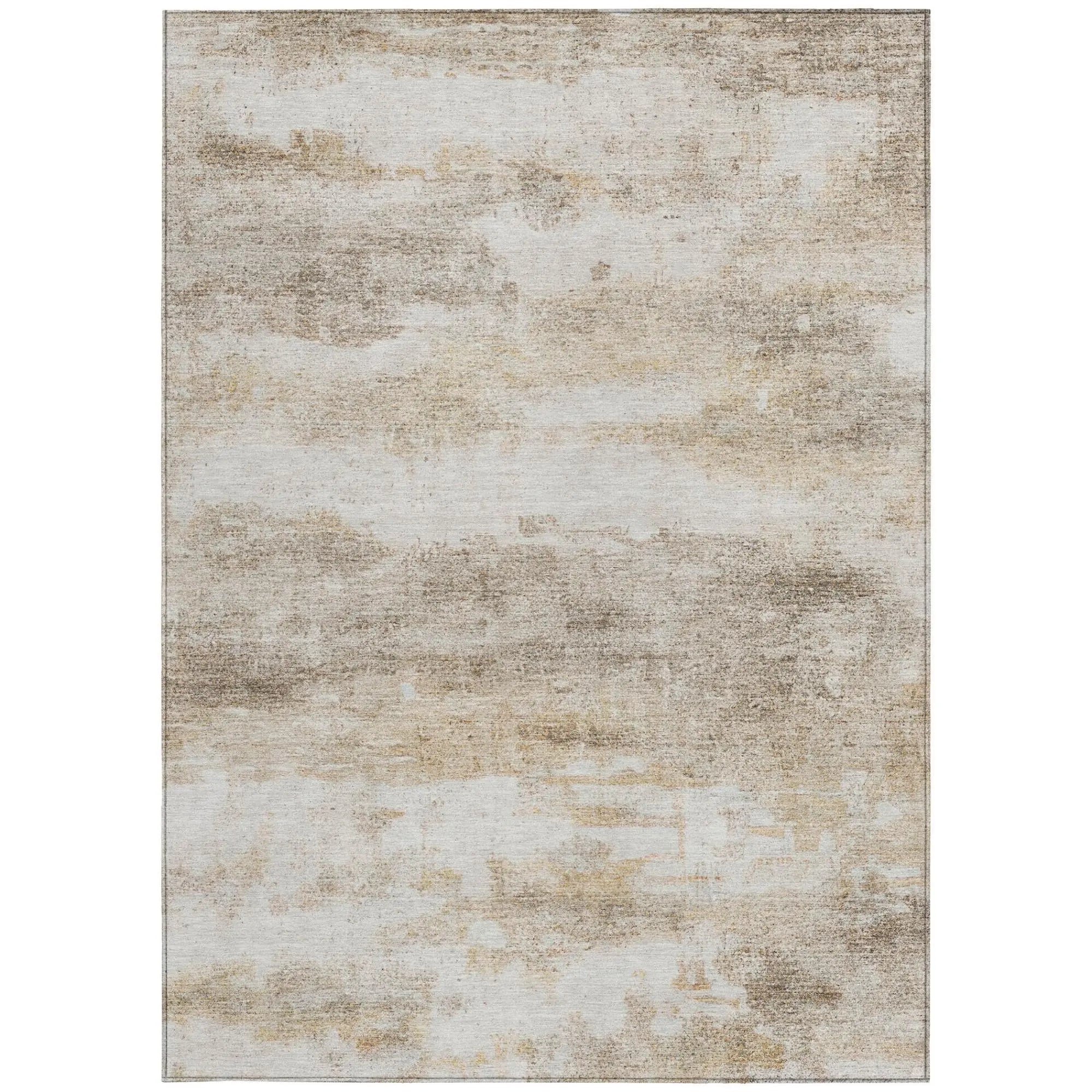 8' X 10' Khaki And Brown Abstract Washable Indoor Outdoor Area Rug Homeroots Outdoor
