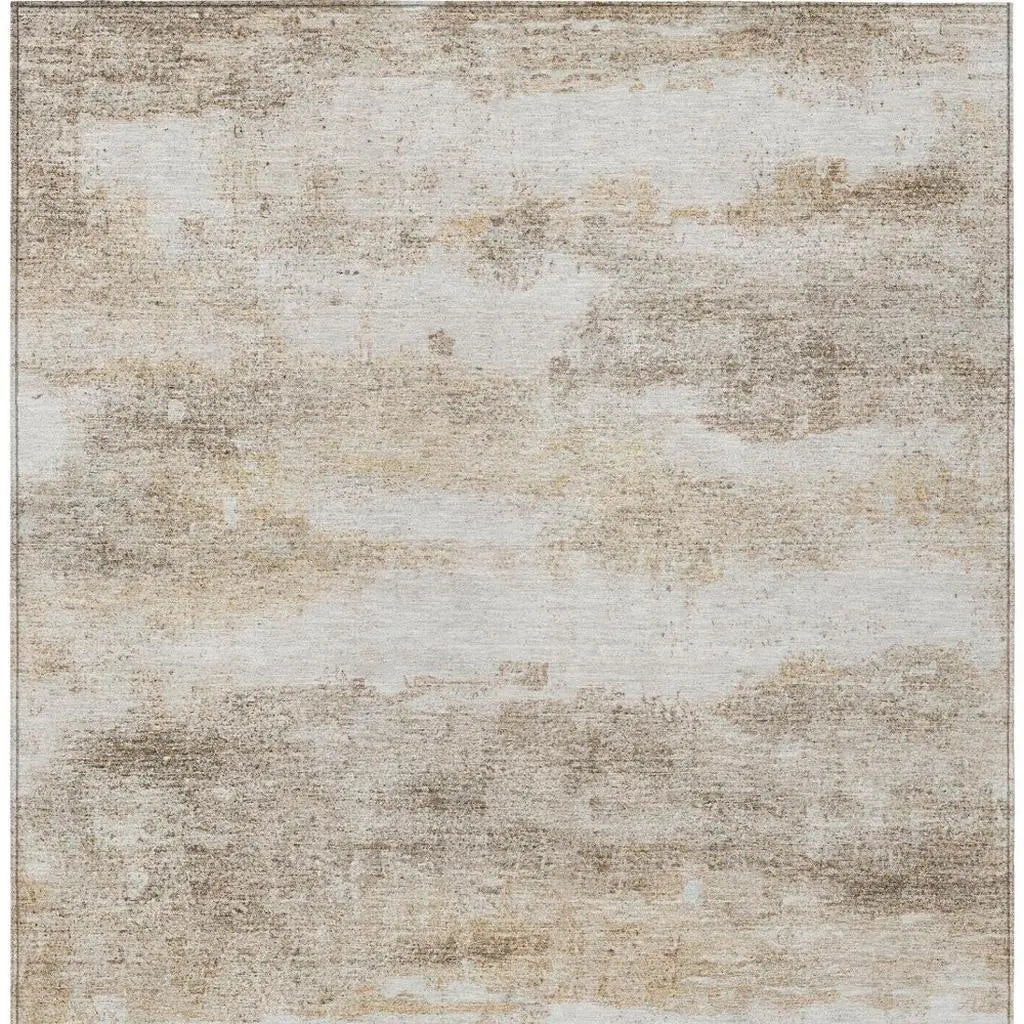 8' X 10' Khaki And Brown Abstract Washable Indoor Outdoor Area Rug Homeroots Outdoor