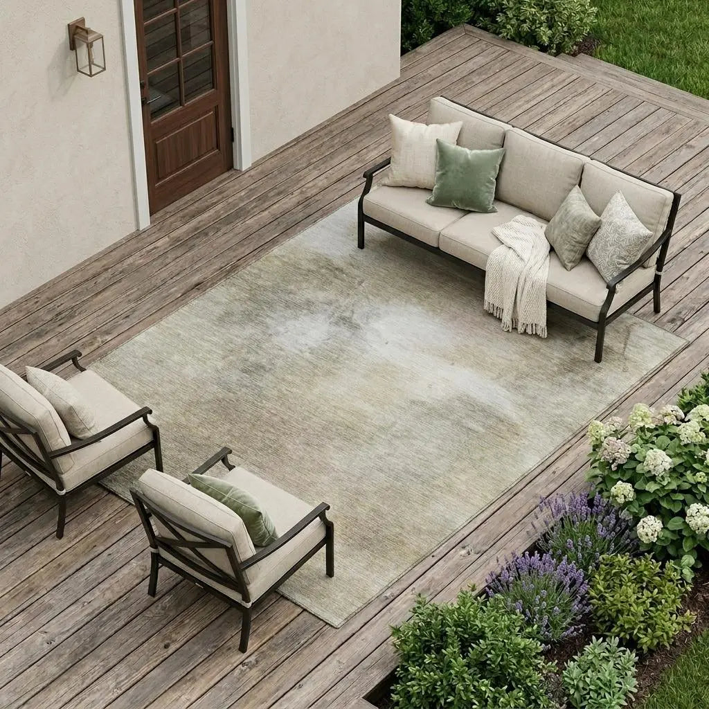 8' X 10' Khaki And Brown Abstract Washable Indoor Outdoor Area Rug Homeroots Outdoor