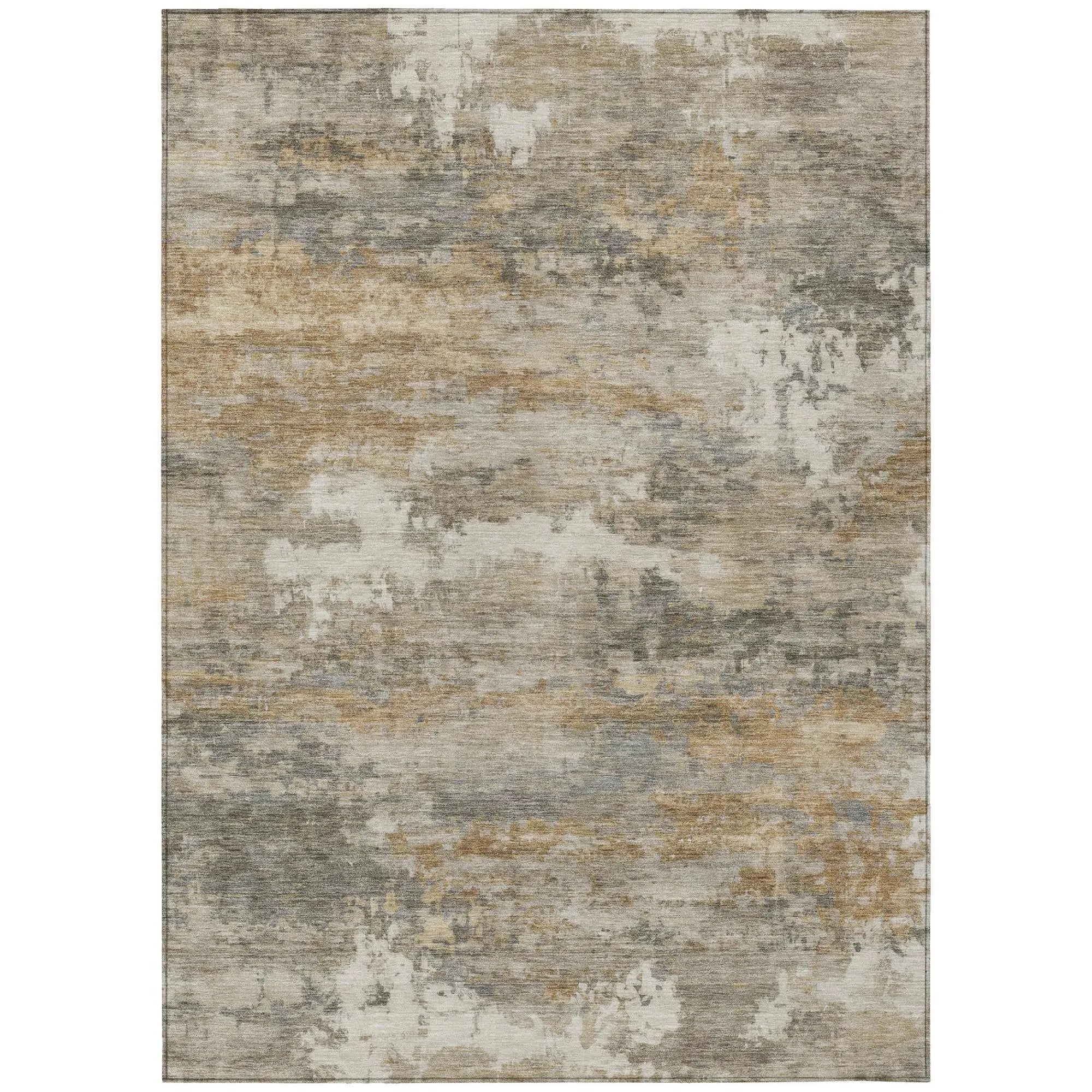 8' X 10' Khaki And Brown Abstract Washable Indoor Outdoor Area Rug Homeroots Outdoor