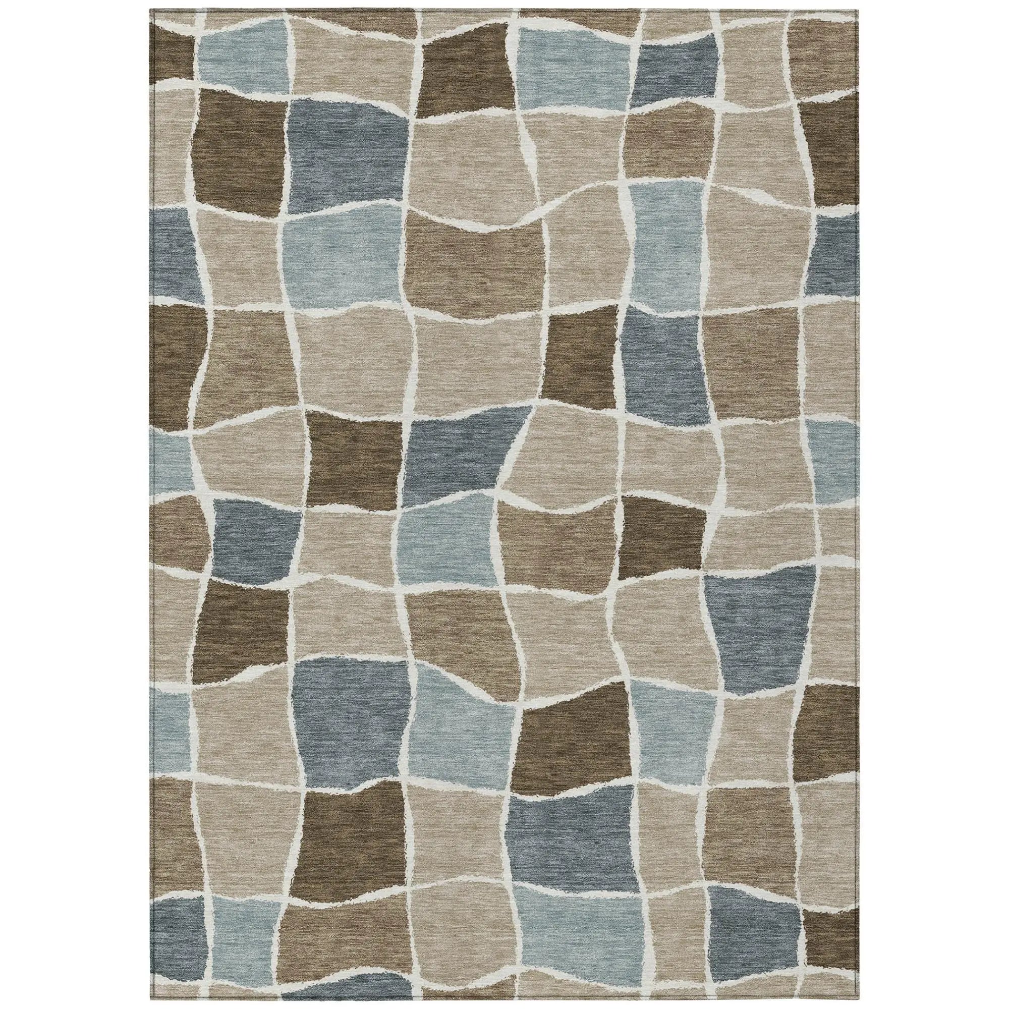 8' X 10' Khaki And Brown Geometric Washable Indoor Outdoor Area Rug Homeroots Outdoor