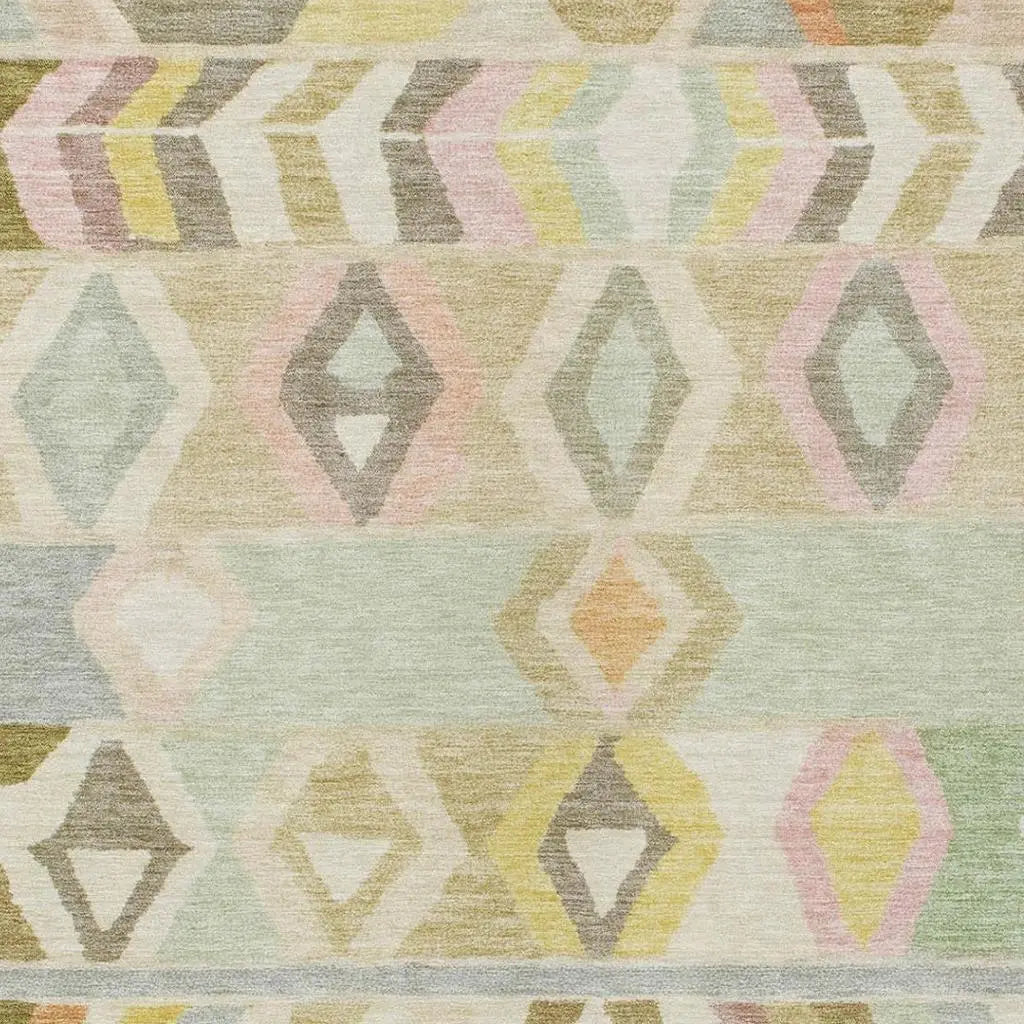 8' X 10' Khaki And Brown Tribal Washable Indoor Outdoor Area Rug Homeroots Outdoor