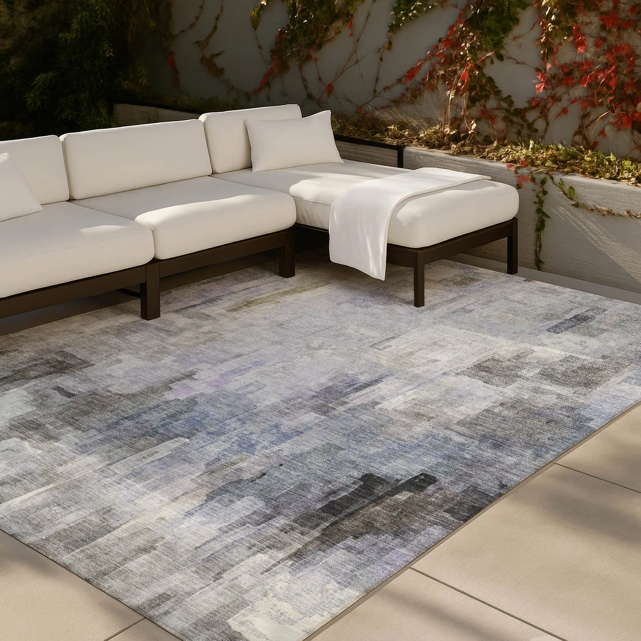 8' X 10' Lavender And Gray Abstract Washable Indoor Outdoor Area Rug Homeroots Outdoor
