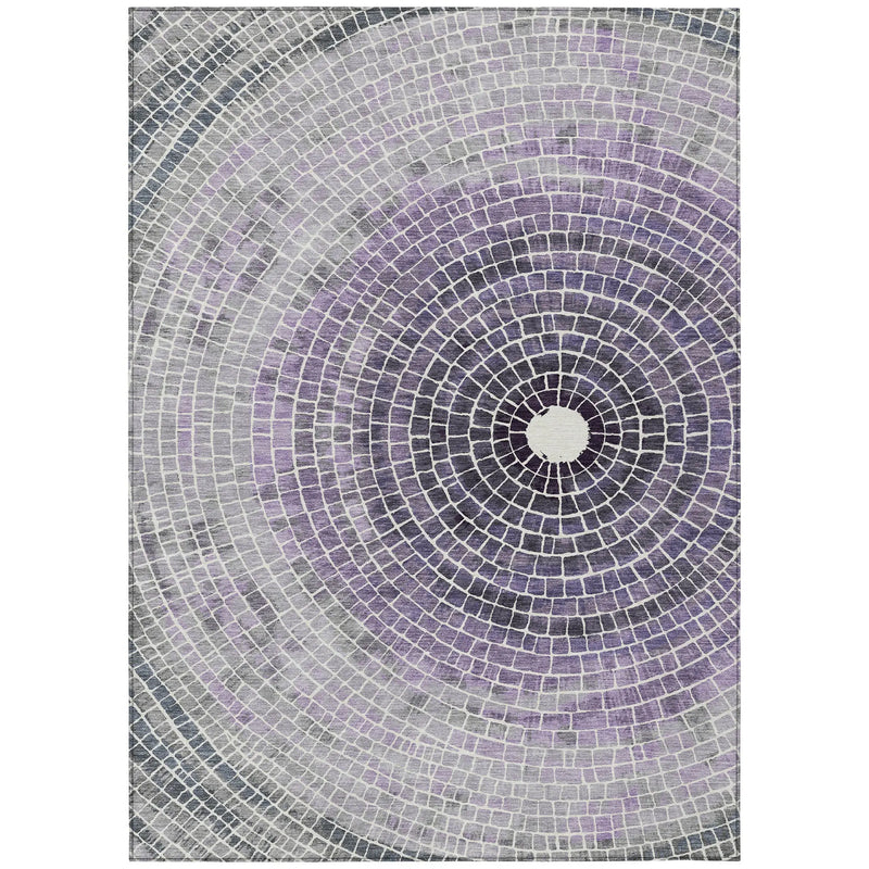 8' X 10' Lavender And Gray Geometric Washable Indoor Outdoor Area Rug Homeroots Outdoor