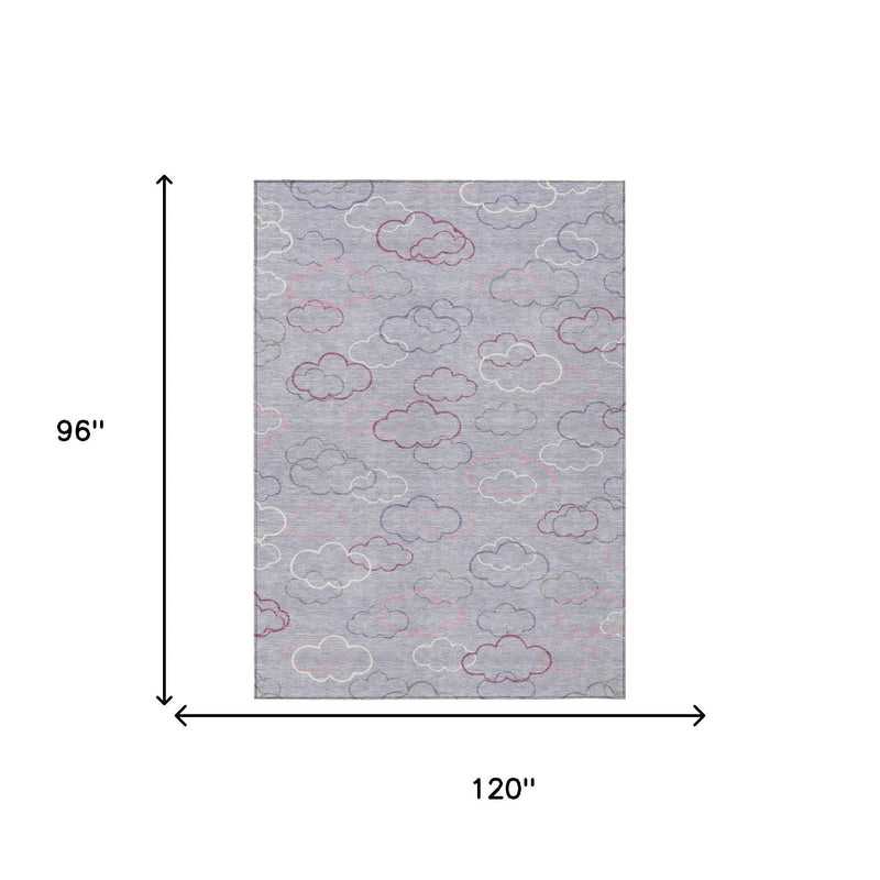 8' X 10' Lavender And Ivory Abstract Washable Indoor Outdoor Area Rug Homeroots Outdoor