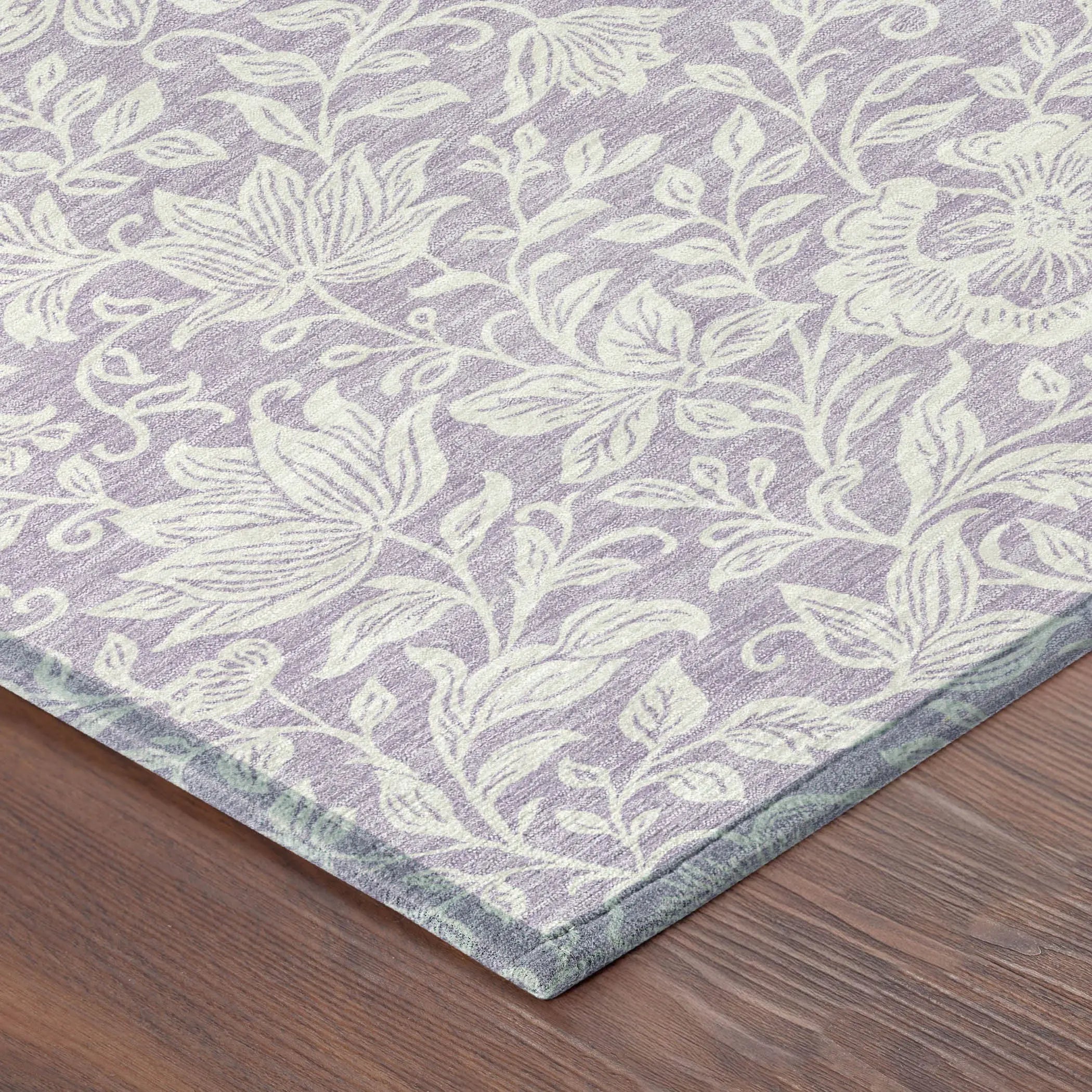8' X 10' Lavender And Ivory Floral Washable Indoor Outdoor Area Rug Homeroots Outdoor
