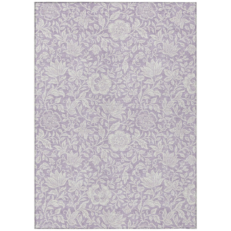 8' X 10' Lavender And Ivory Floral Washable Indoor Outdoor Area Rug Homeroots Outdoor
