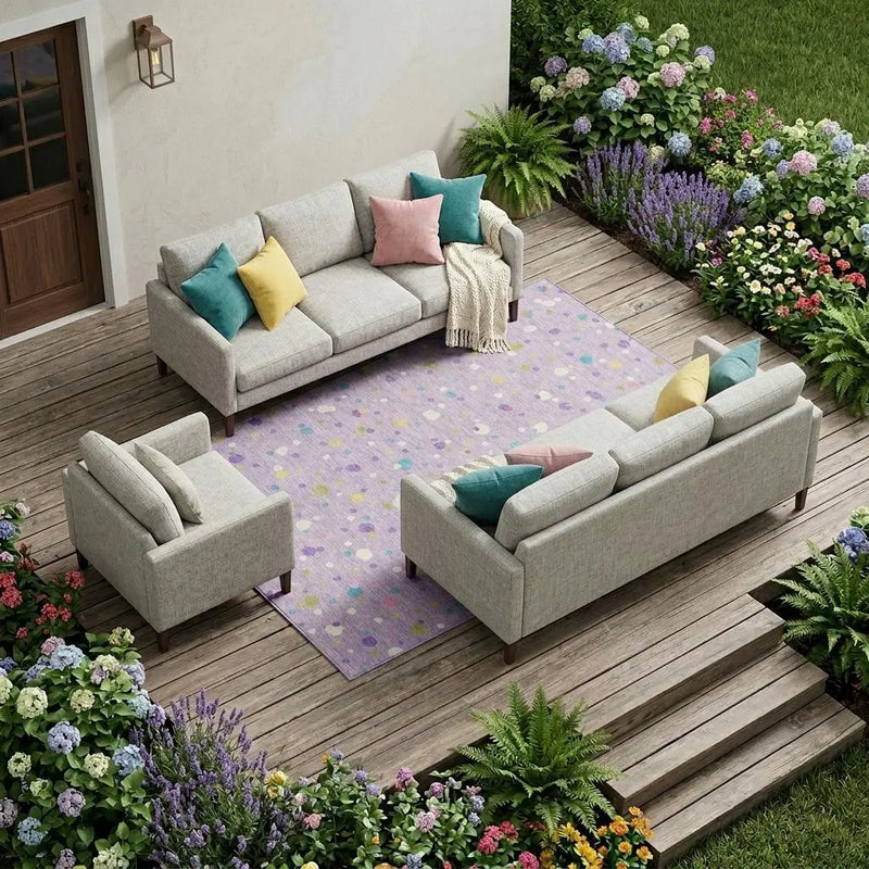 8' X 10' Lavender And Ivory Geometric Washable Indoor Outdoor Area Rug Homeroots Outdoor
