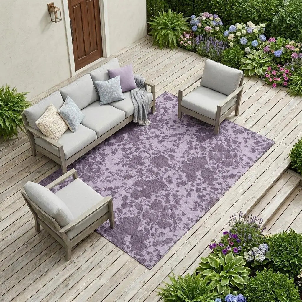 8' X 10' Lavender And Purple Abstract Washable Indoor Outdoor Area Rug Homeroots Outdoor