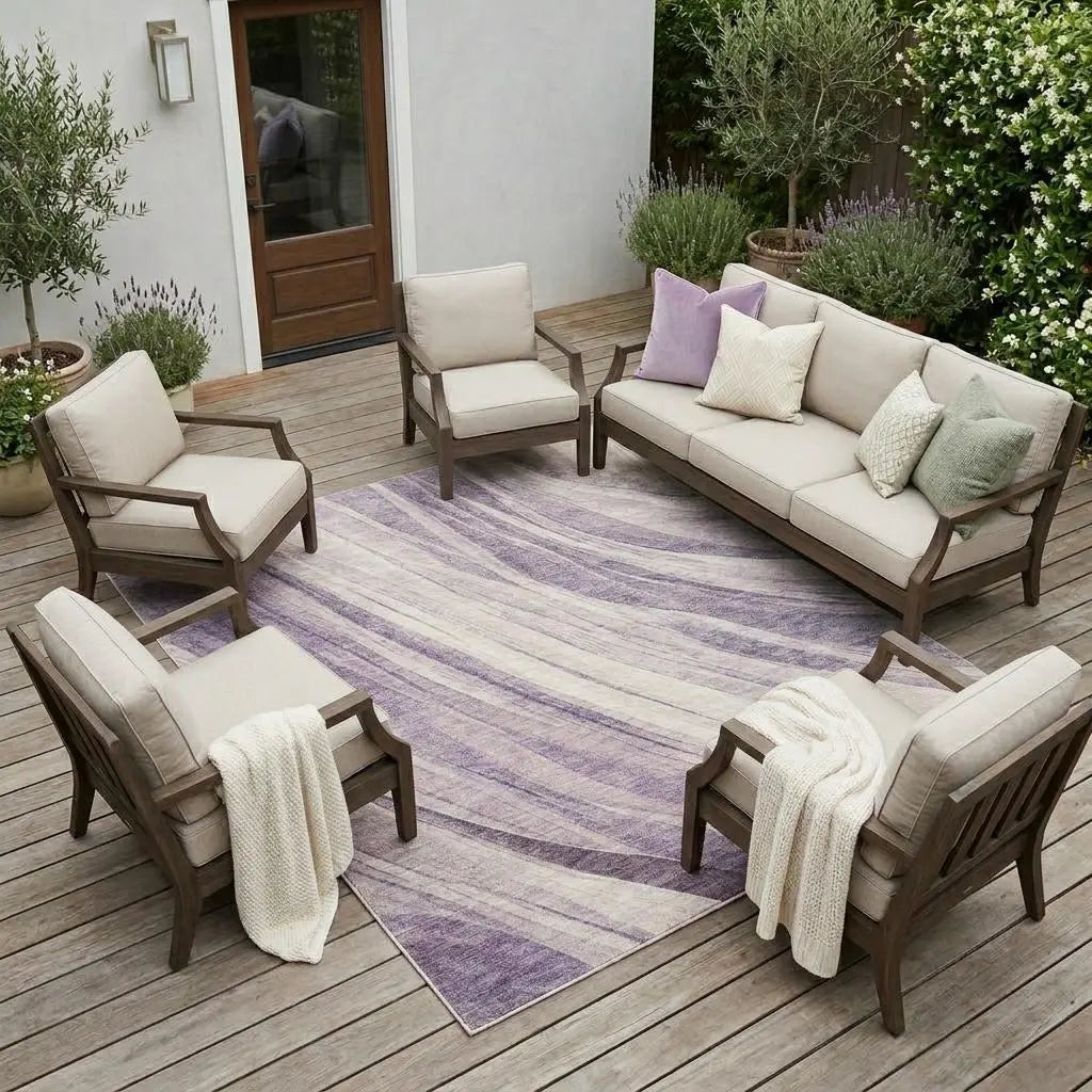 8' X 10' Lavender And Purple Abstract Washable Indoor Outdoor Area Rug Homeroots Outdoor
