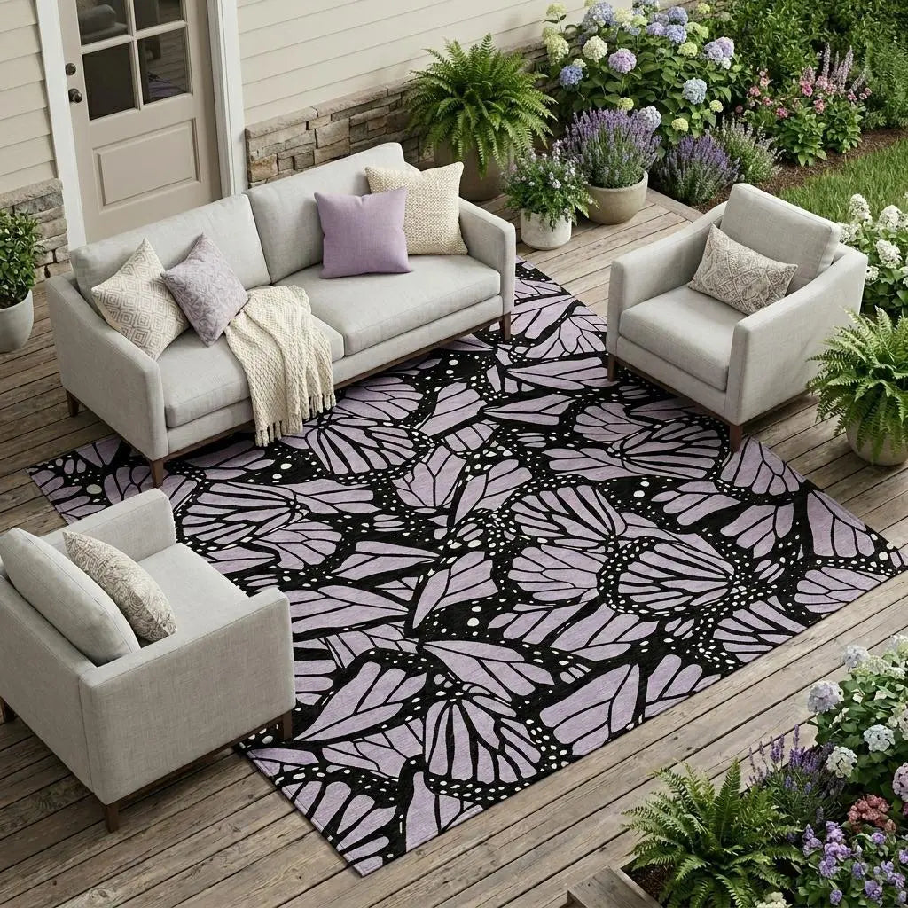 8' X 10' Lavender And Purple Animal Print Washable Indoor Outdoor Area Rug Homeroots Outdoor