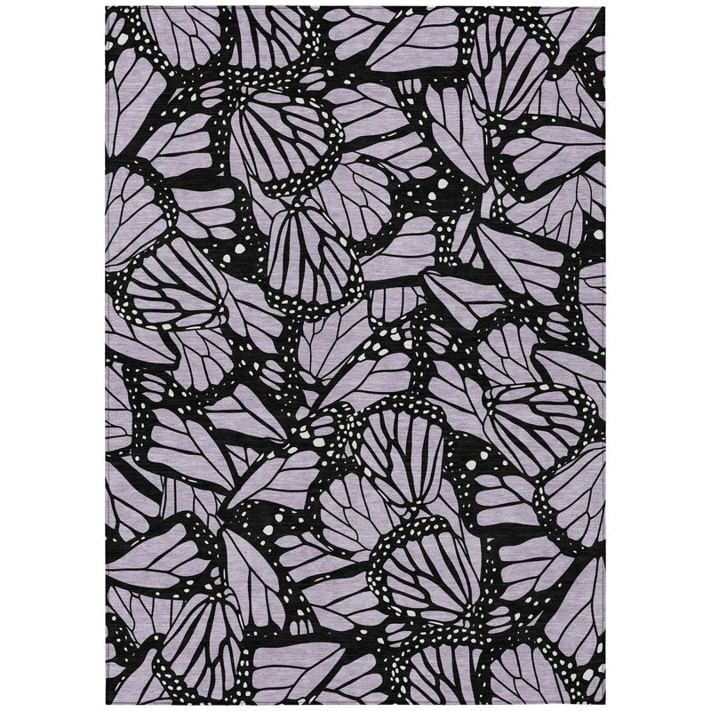 8' X 10' Lavender And Purple Animal Print Washable Indoor Outdoor Area Rug Homeroots Outdoor