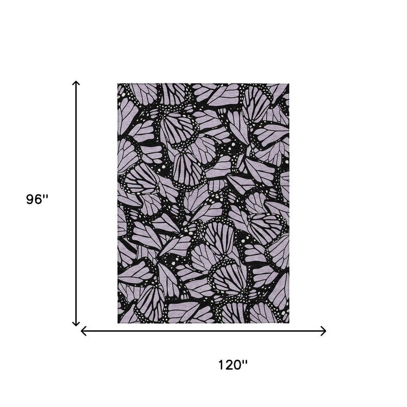 8' X 10' Lavender And Purple Animal Print Washable Indoor Outdoor Area Rug Homeroots Outdoor