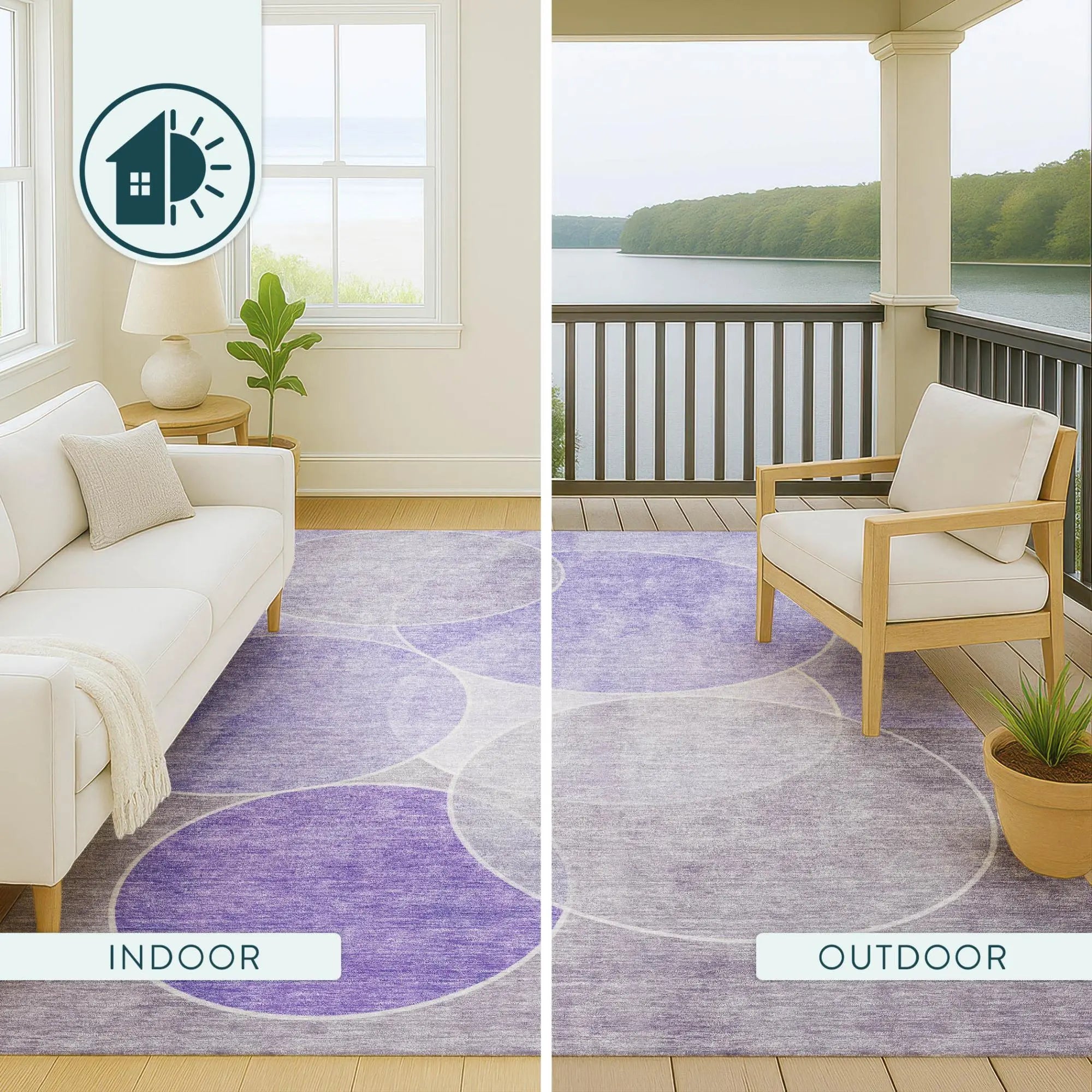 8' X 10' Lavender And Purple Geometric Washable Indoor Outdoor Area Rug Homeroots Outdoor