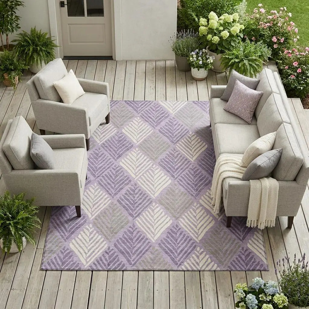 8' X 10' Lavender And Purple Geometric Washable Indoor Outdoor Area Rug Homeroots Outdoor