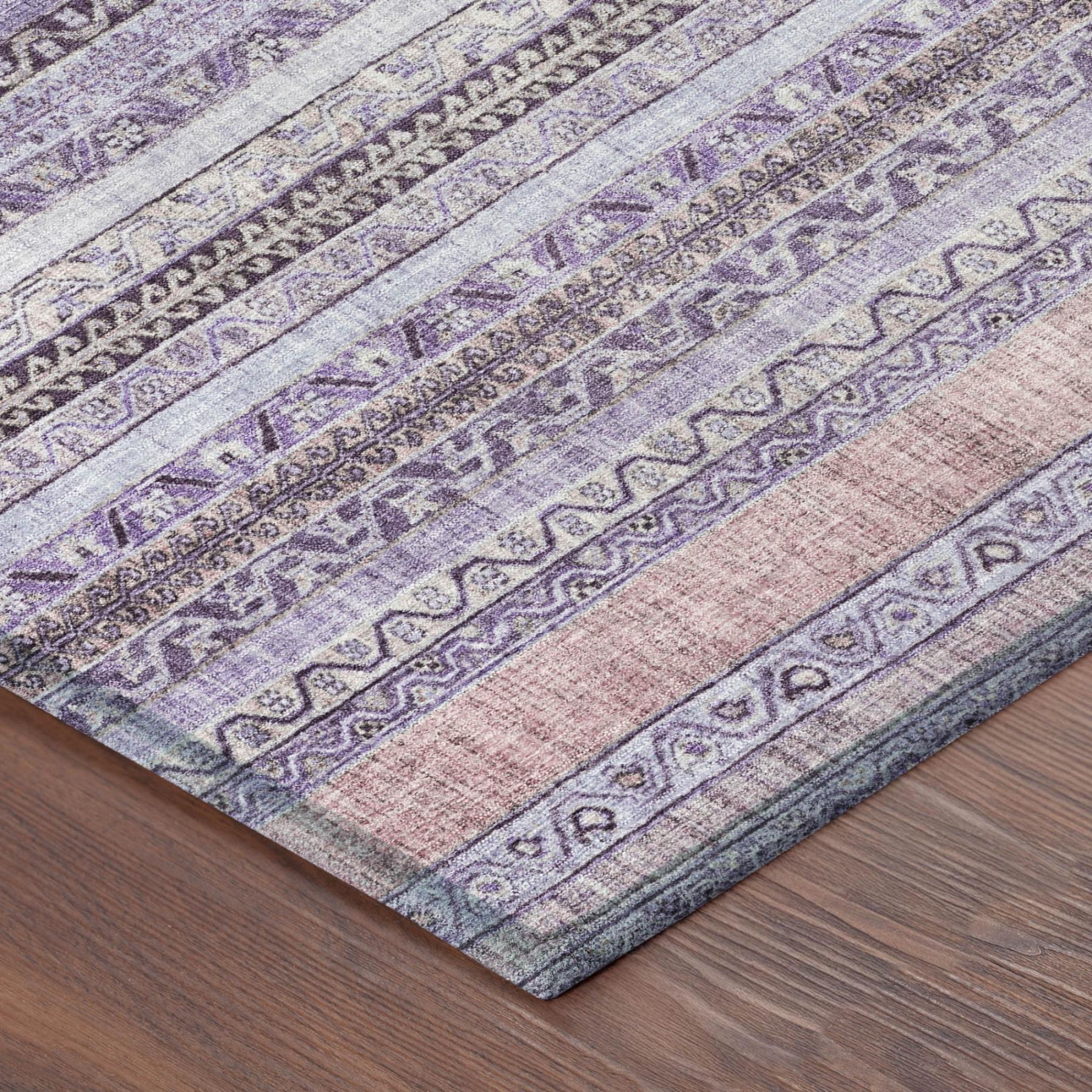 8' X 10' Lavender And Purple Striped Washable Indoor Outdoor Area Rug Homeroots Outdoor