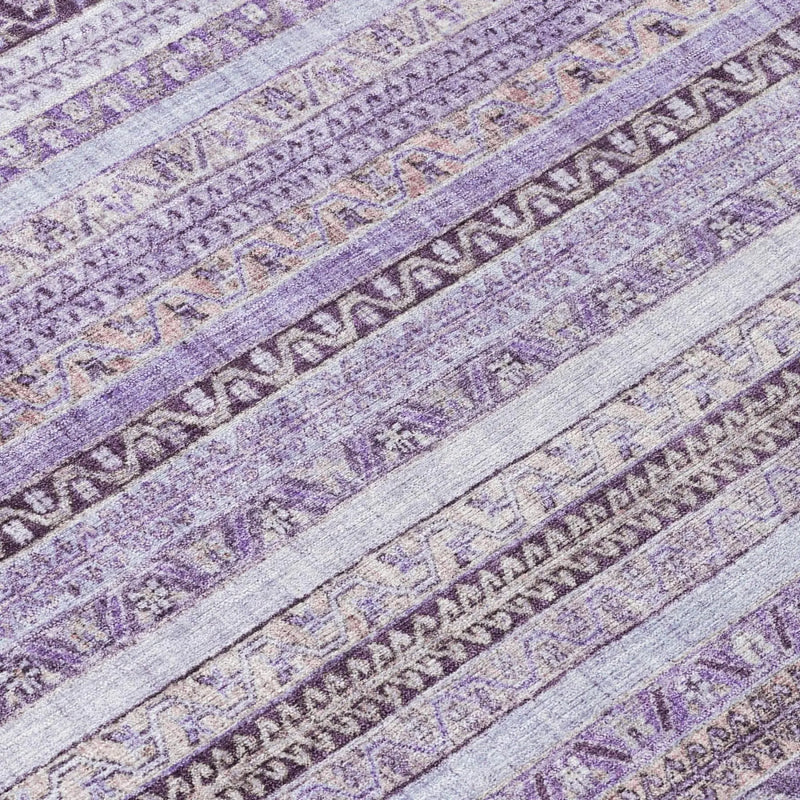 8' X 10' Lavender And Purple Striped Washable Indoor Outdoor Area Rug Homeroots Outdoor
