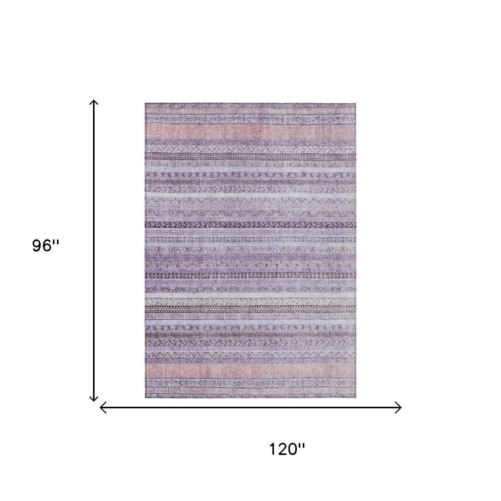 8' X 10' Lavender And Purple Striped Washable Indoor Outdoor Area Rug Homeroots Outdoor