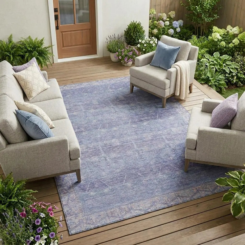 8' X 10' Lavender And Purple Tribal Washable Indoor Outdoor Area Rug Homeroots Outdoor