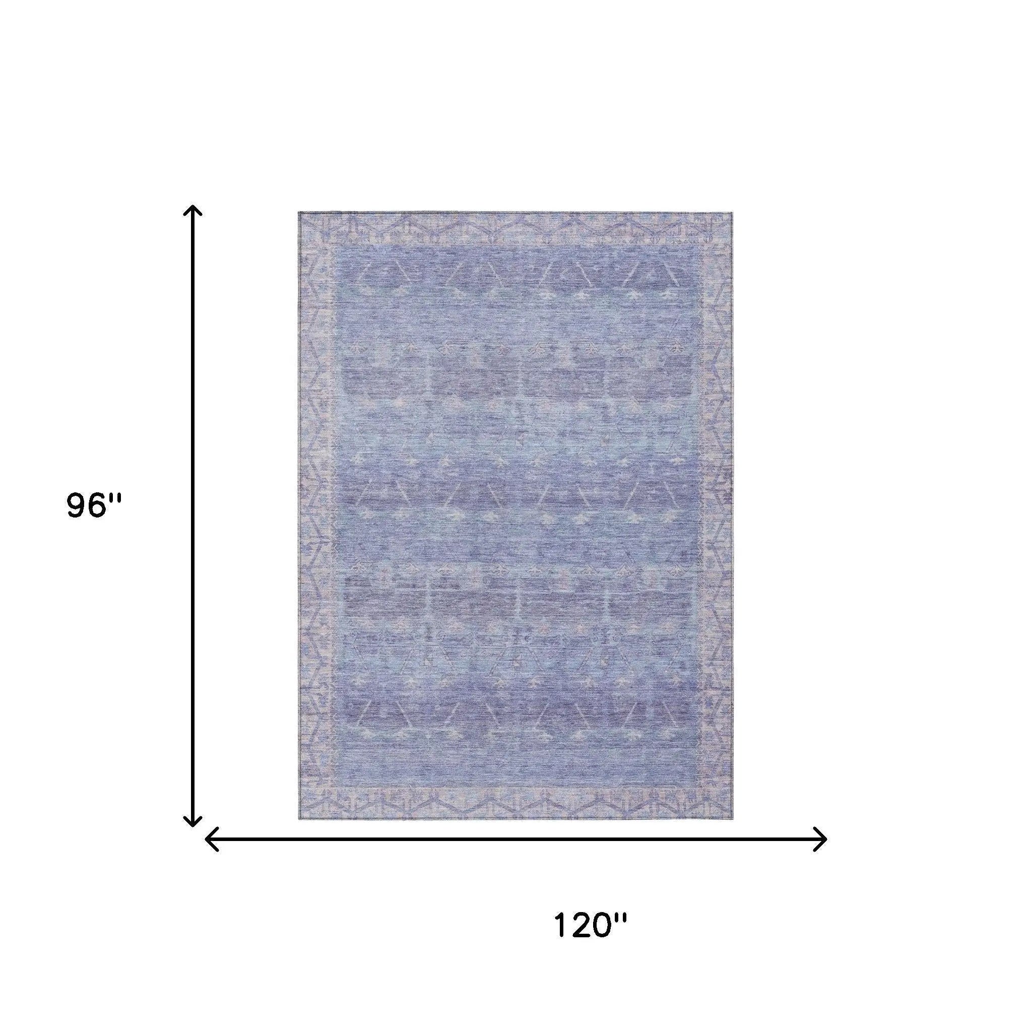 8' X 10' Lavender And Purple Tribal Washable Indoor Outdoor Area Rug Homeroots Outdoor