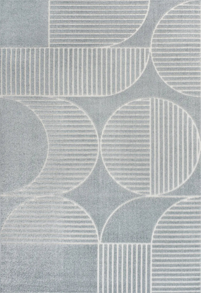 8' X 10' Light Blue And Cream Striped Indoor Outdoor Area Rug - GreatEagleInc