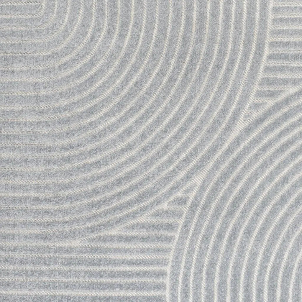 8' X 10' Light Blue And Cream Striped Indoor Outdoor Area Rug - GreatEagleInc