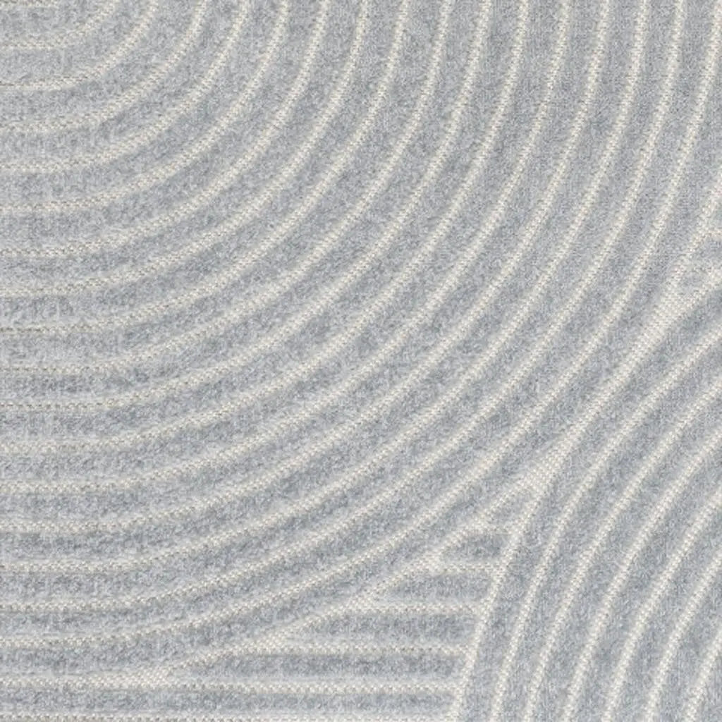 8' X 10' Light Blue And Cream Striped Indoor Outdoor Area Rug - GreatEagleInc