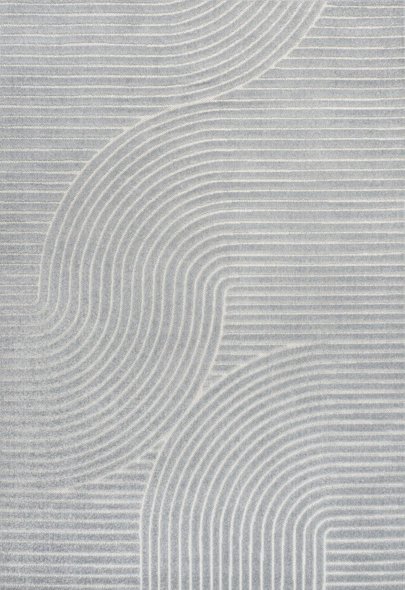 8' X 10' Light Blue And Cream Striped Indoor Outdoor Area Rug - GreatEagleInc