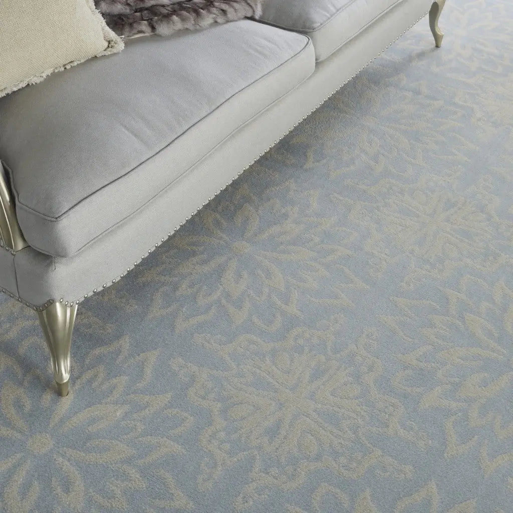8' X 10' Light Blue Floral Power Loom Area Rug Homeroots Home Decor