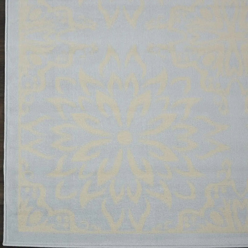 8' X 10' Light Blue Floral Power Loom Area Rug Homeroots Home Decor