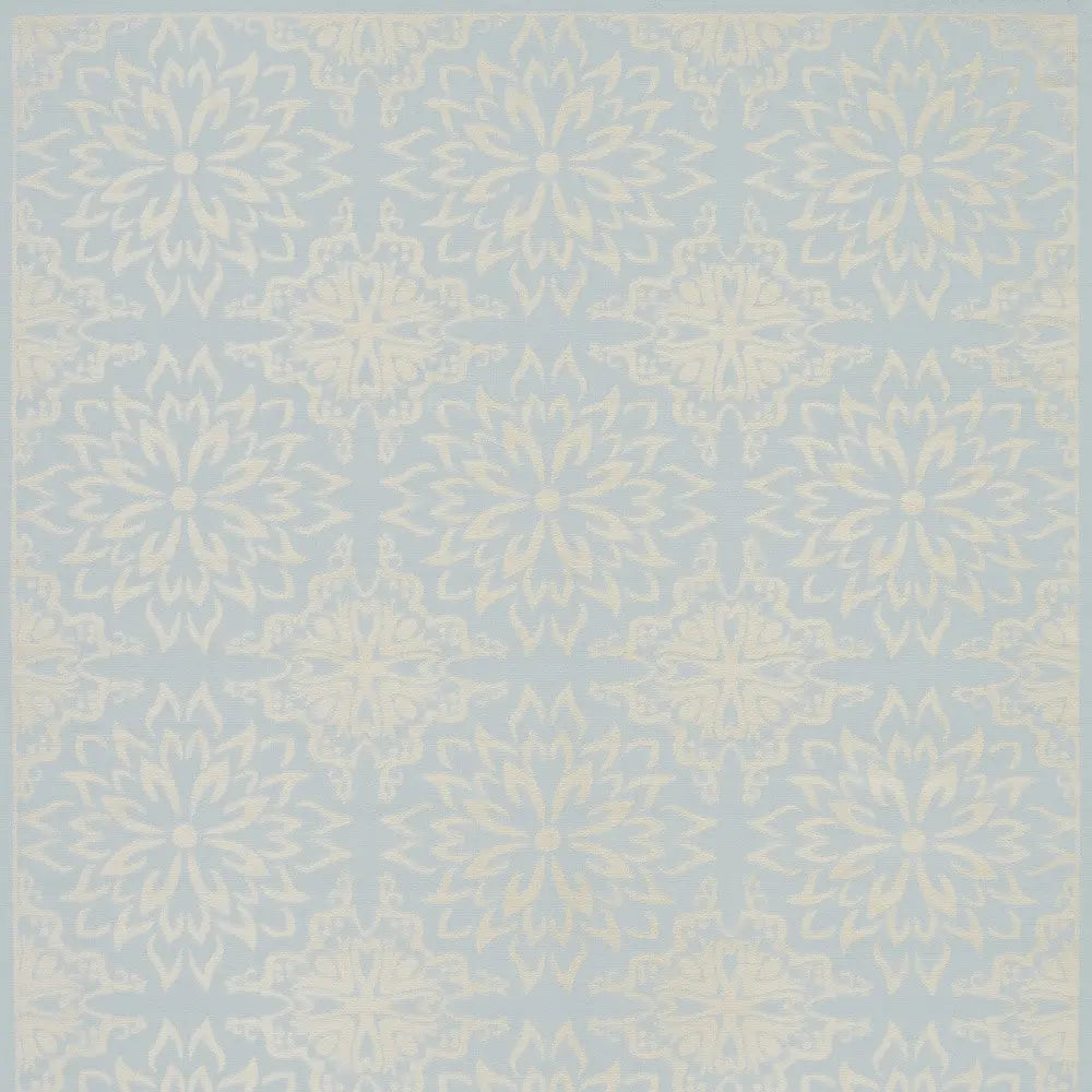 8' X 10' Light Blue Floral Power Loom Area Rug Homeroots Home Decor