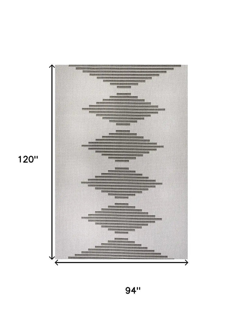 8' X 10' Light Gray And Black Striped Indoor Outdoor Area Rug Homeroots Outdoor
