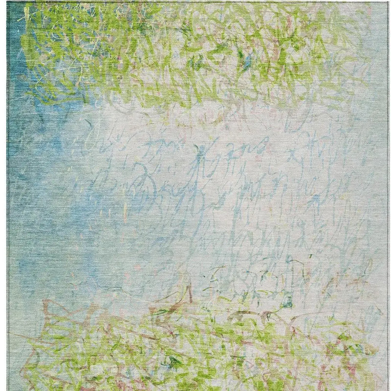 8' X 10' Lime Green And Ivory Abstract Washable Indoor Outdoor Area Rug Homeroots Outdoor