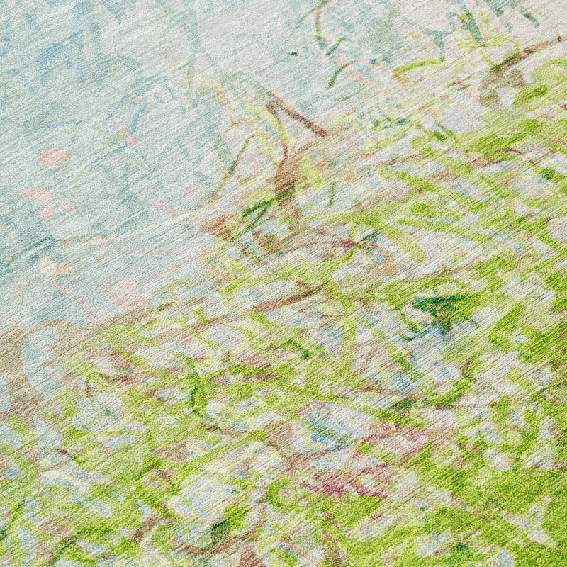 8' X 10' Lime Green And Ivory Abstract Washable Indoor Outdoor Area Rug Homeroots Outdoor