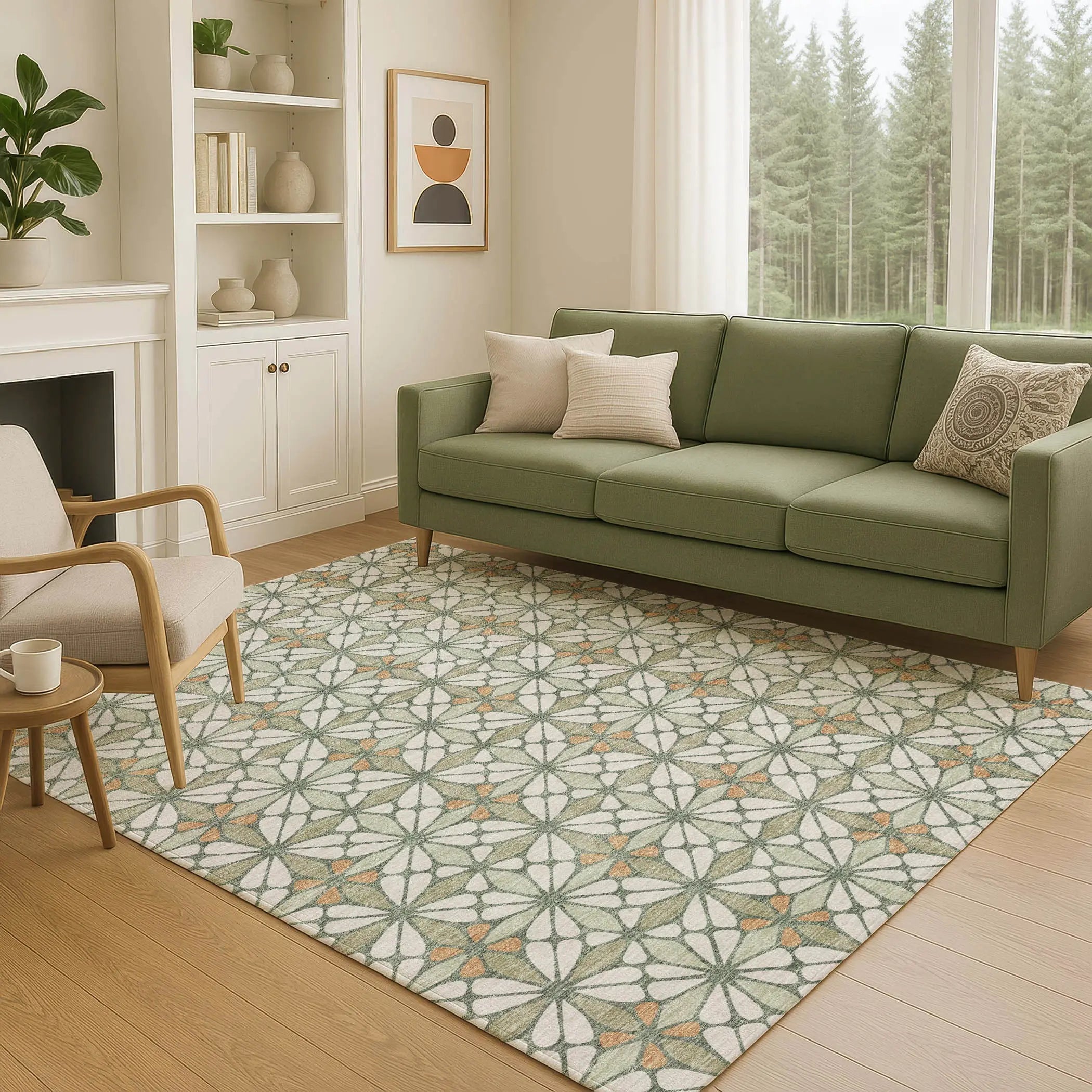 8' X 10' Linen And Beige Geometric Washable Indoor Outdoor Area Rug Homeroots Outdoor