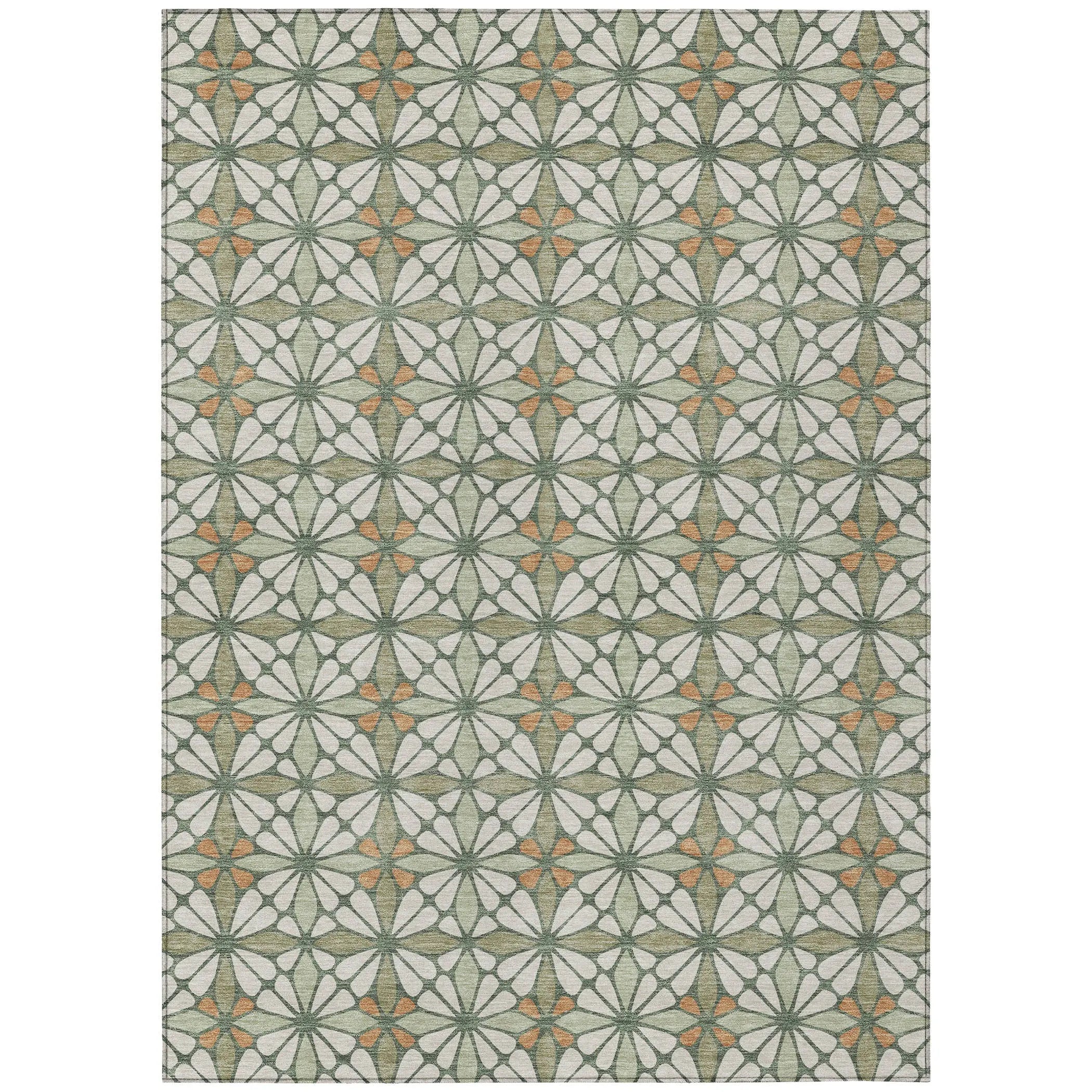 8' X 10' Linen And Beige Geometric Washable Indoor Outdoor Area Rug Homeroots Outdoor