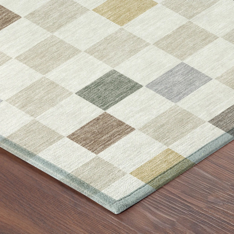 8' X 10' Linen And Black Geometric Washable Indoor Outdoor Area Rug Homeroots Outdoor