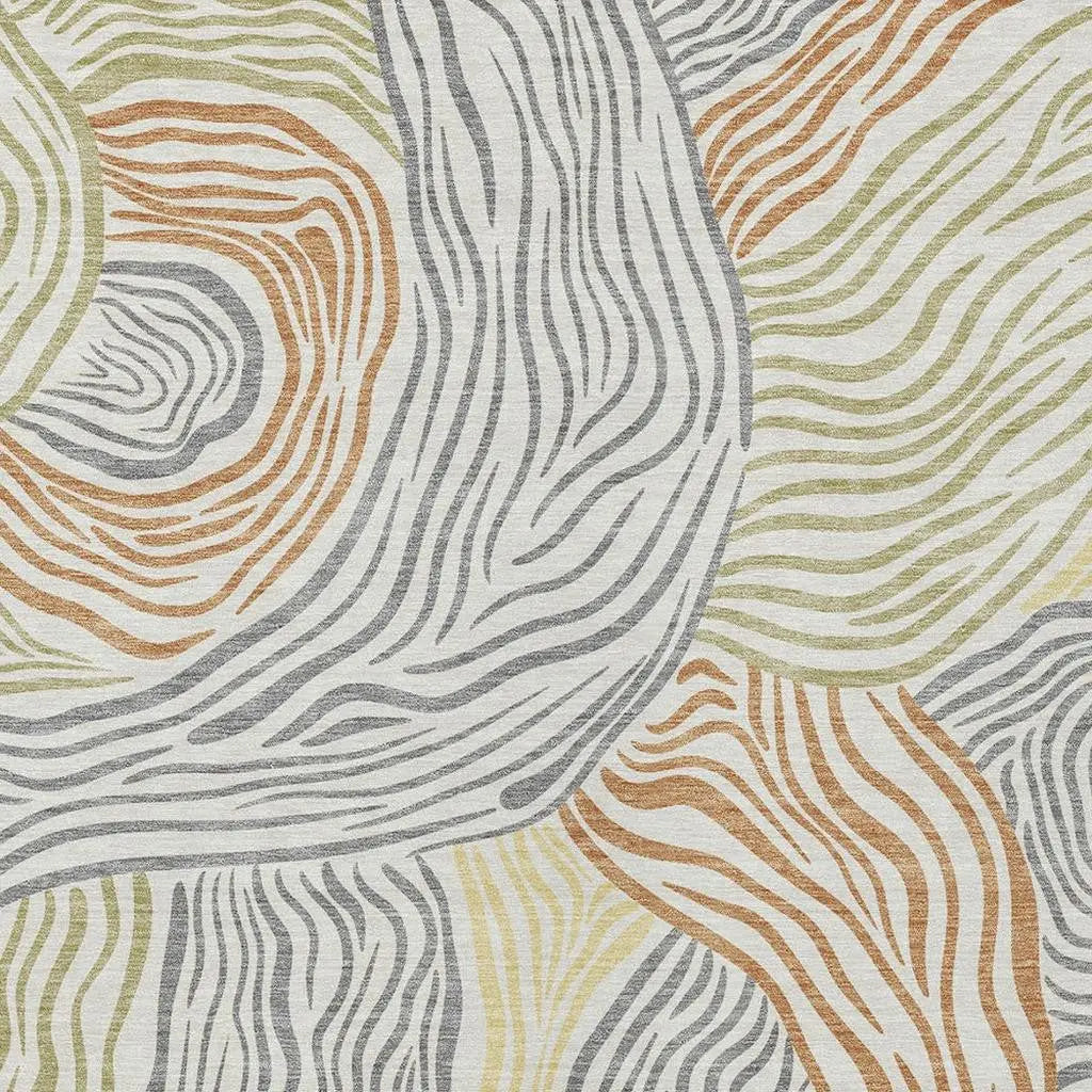 8' X 10' Linen And Green Ikat Washable Indoor Outdoor Area Rug Homeroots Outdoor
