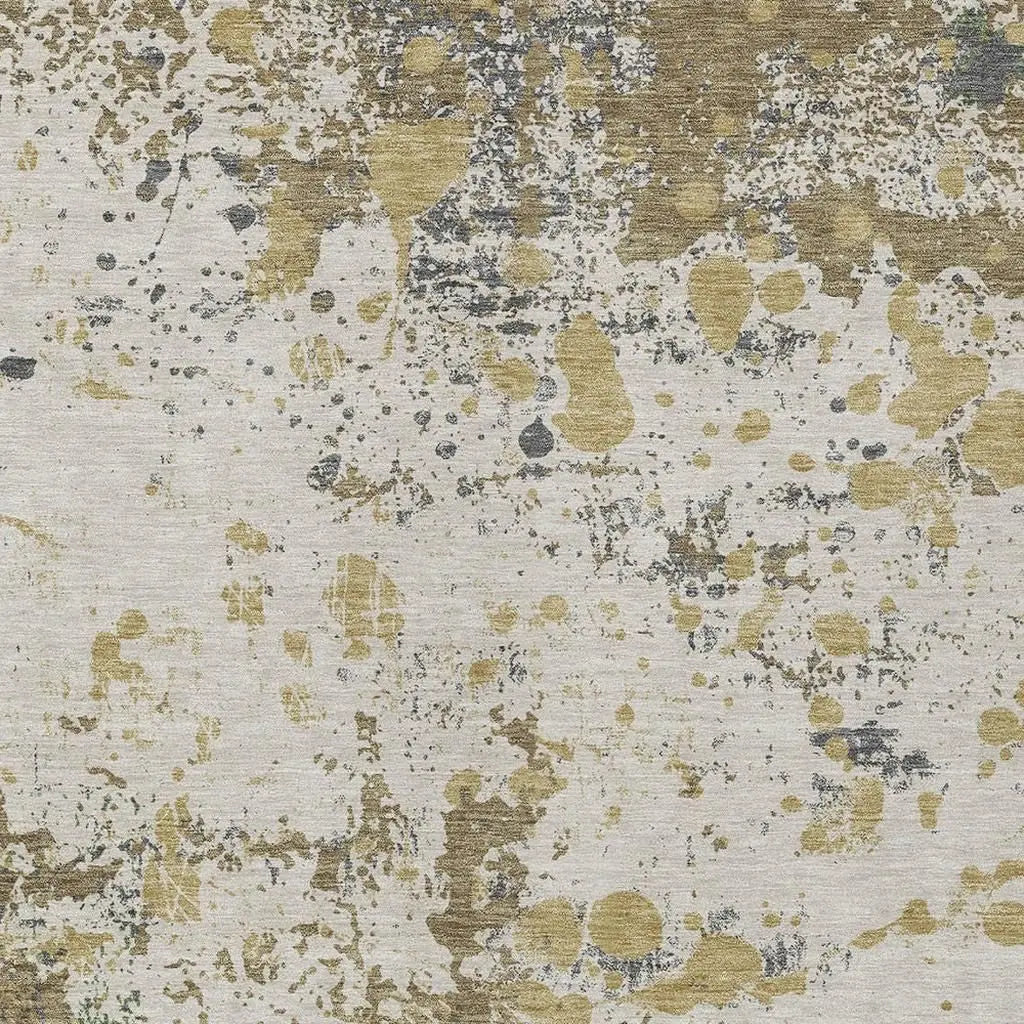 8' X 10' Linen And Ivory Abstract Washable Indoor Outdoor Area Rug Homeroots Outdoor