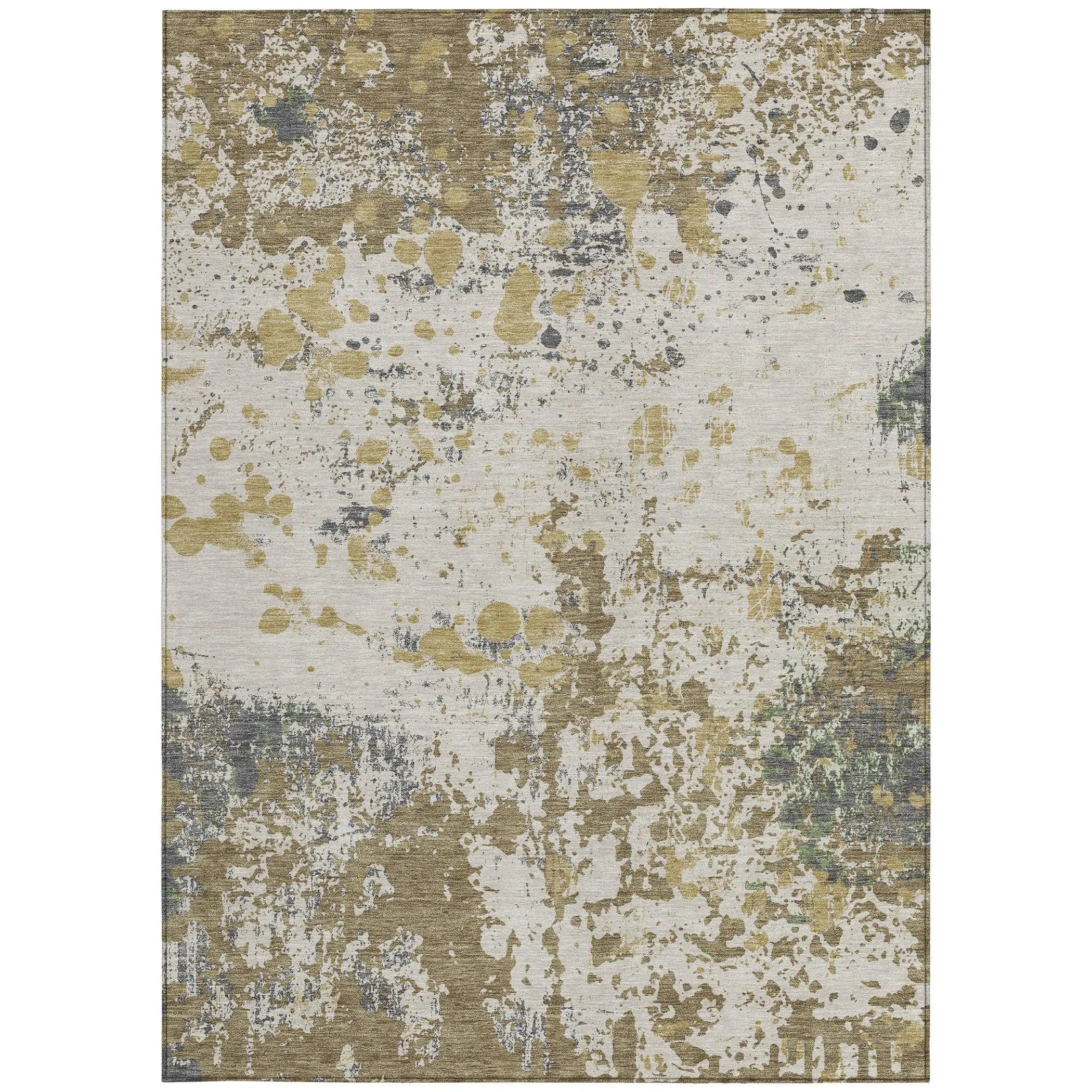 8' X 10' Linen And Ivory Abstract Washable Indoor Outdoor Area Rug Homeroots Outdoor