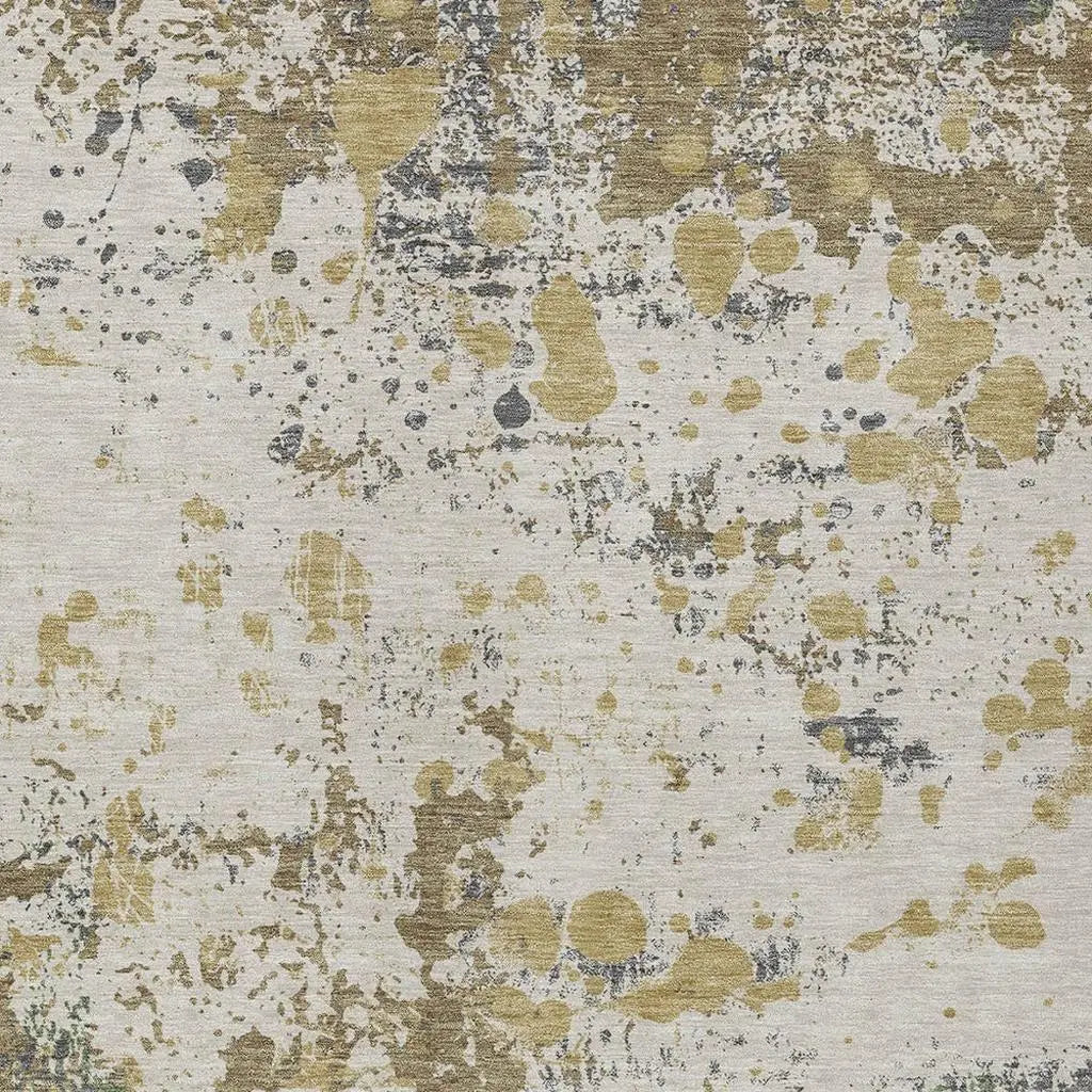 8' X 10' Linen And Ivory Abstract Washable Indoor Outdoor Area Rug Homeroots Outdoor
