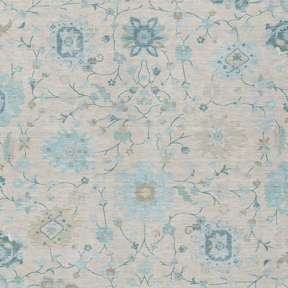 8' X 10' Linen And Ivory Floral Washable Indoor Outdoor Area Rug Homeroots Outdoor