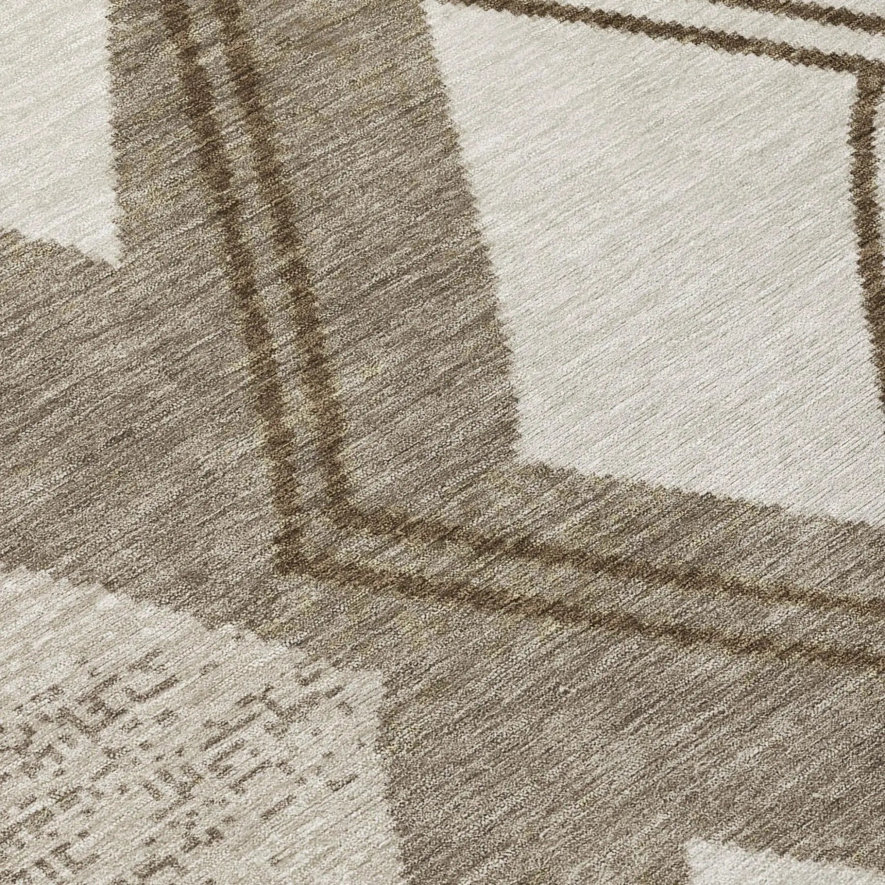 8' X 10' Linen And Ivory Geometric Washable Indoor Outdoor Area Rug Homeroots Outdoor
